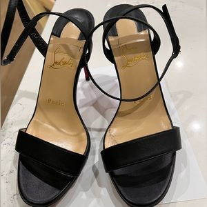 Christian Louboutin Loubi Queen Heels Black Sandals 100 Size 36.5